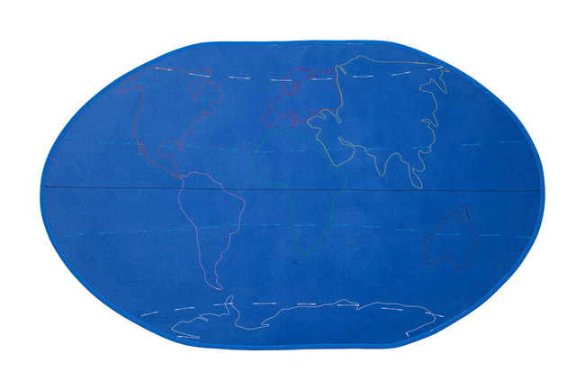 A big map of the world with the contours of the continents