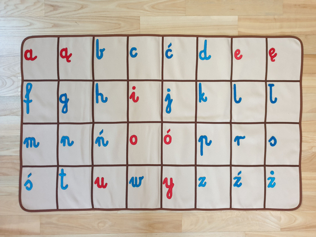 Alphabet mat - written letters - vowels consonants - brown ribbon