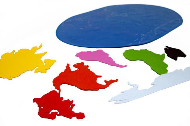 MAP OF THE WORLD - BIG - WITH EMBROIDERED OUTLINES OF THE CONTINENTS