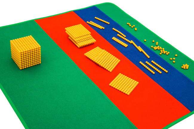 Mathematical mat to organize the golden material (golden pearls)