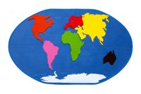 MAP OF THE WORLD - BIG - WITH EMBROIDERED OUTLINES OF THE CONTINENTS