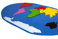 MAP OF THE WORLD - BIG - WITH EMBROIDERED OUTLINES OF THE CONTINENTS