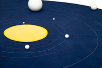 "Sky" round mat with embroidered orbits - for the presentation of the Solar System - small