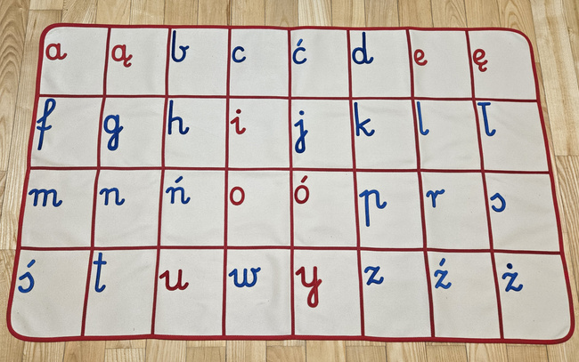 Alphabet mat - written letters - vowels consonants - red ribbon