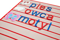 Movable alphabet mat 3 lines -- layout as in a notebook -- (printed letters)