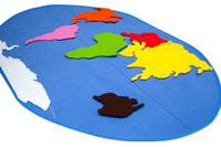 WORLD MAP - BIG - WITHOUT EMBROIDERED CONTINENT OUTLINES