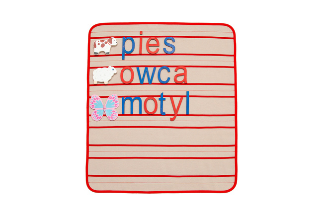 Movable alphabet mat 3 lines -- layout as in a notebook -- (printed letters)