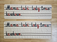 Mat with 3 lines for sentence construction and exercises in word placement - notebook line arrangement