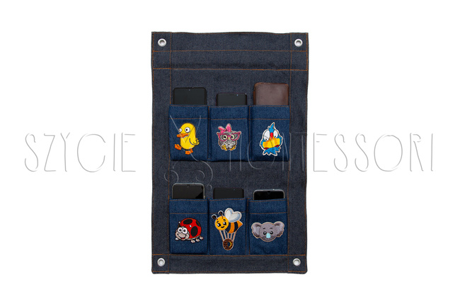 Cell phone storage mat - 6 pockets - with applications - PROTOTYPE