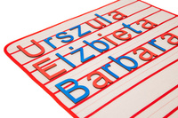 Movable alphabet mat 3 lines -- layout as in a notebook -- (printed letters)