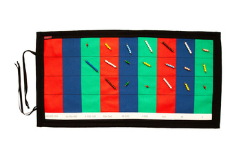 Mata matematyczna dodawania na kolorowych perłach (z 3 liniami pomocniczymi)