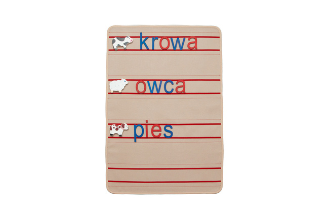 Movable alphabet mat in 3 lines -- spaced -- (printed letters)