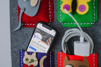 Felt Wall Hanging – DIY Mobile Phone Organizer (6 pockets + decorative elements)