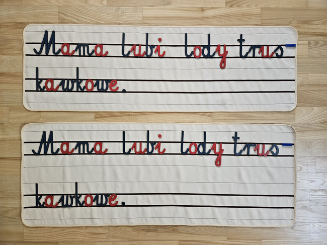 Mat with 3 lines for sentence construction and exercises in word placement - notebook line arrangement