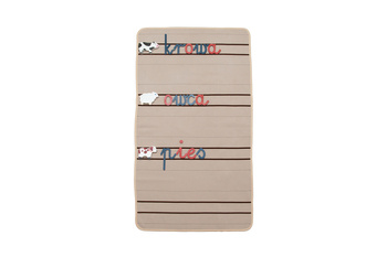 Movable alphabet mat -- in 3 lines -- spaced -- (written letters)