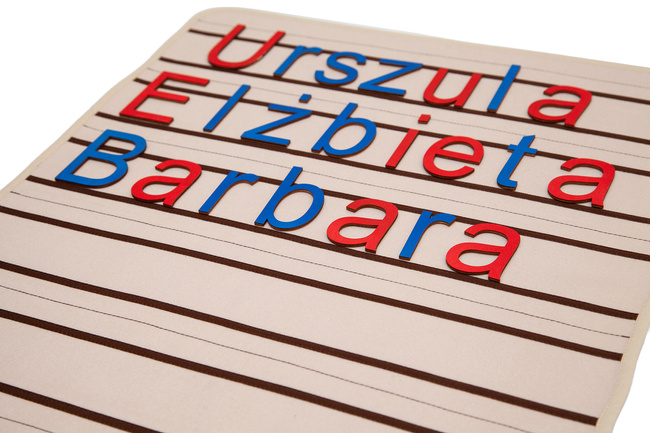 Movable alphabet mat 3 lines -- layout as in a notebook -- (printed letters)