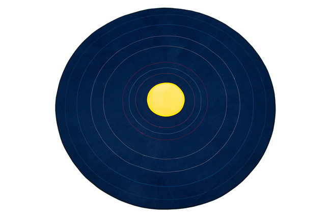 Rundmatte "Himmel" mit gestickten Umlaufbahnen - zur Darstellung des Sonnensystems - klein