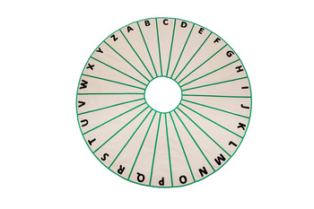Koło alfabetu - alfabet łaciński -  przyszyte litery